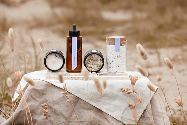 Skincare brand Soak lifestyle product Collection at the beach