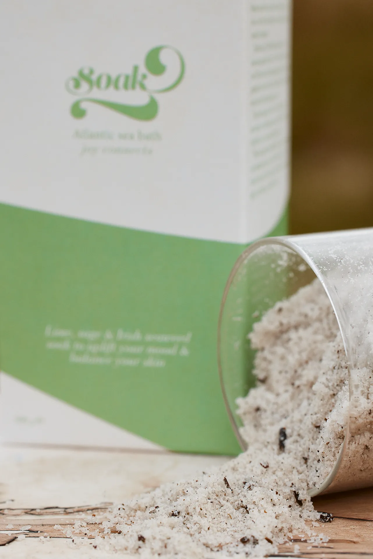 Atlantic body scrub in box and spilling from jar
