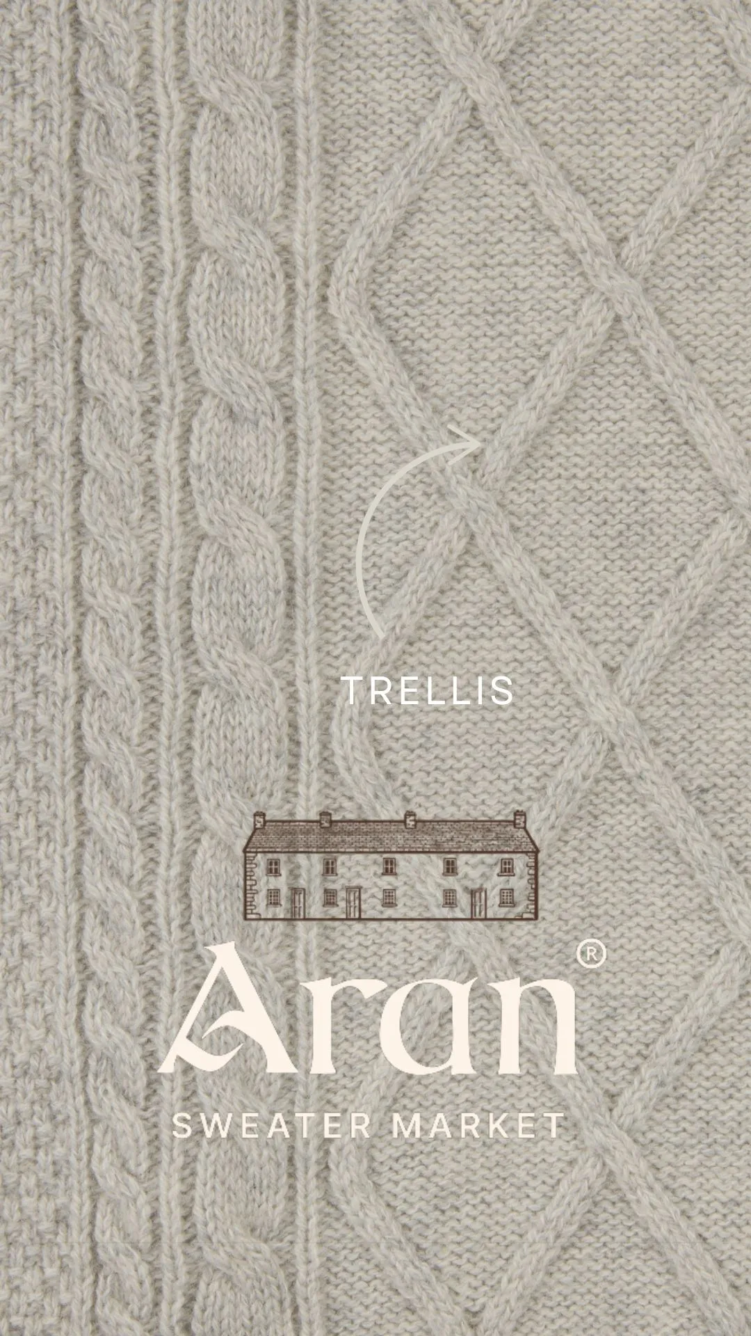 Aran knit showing the trellis pattern