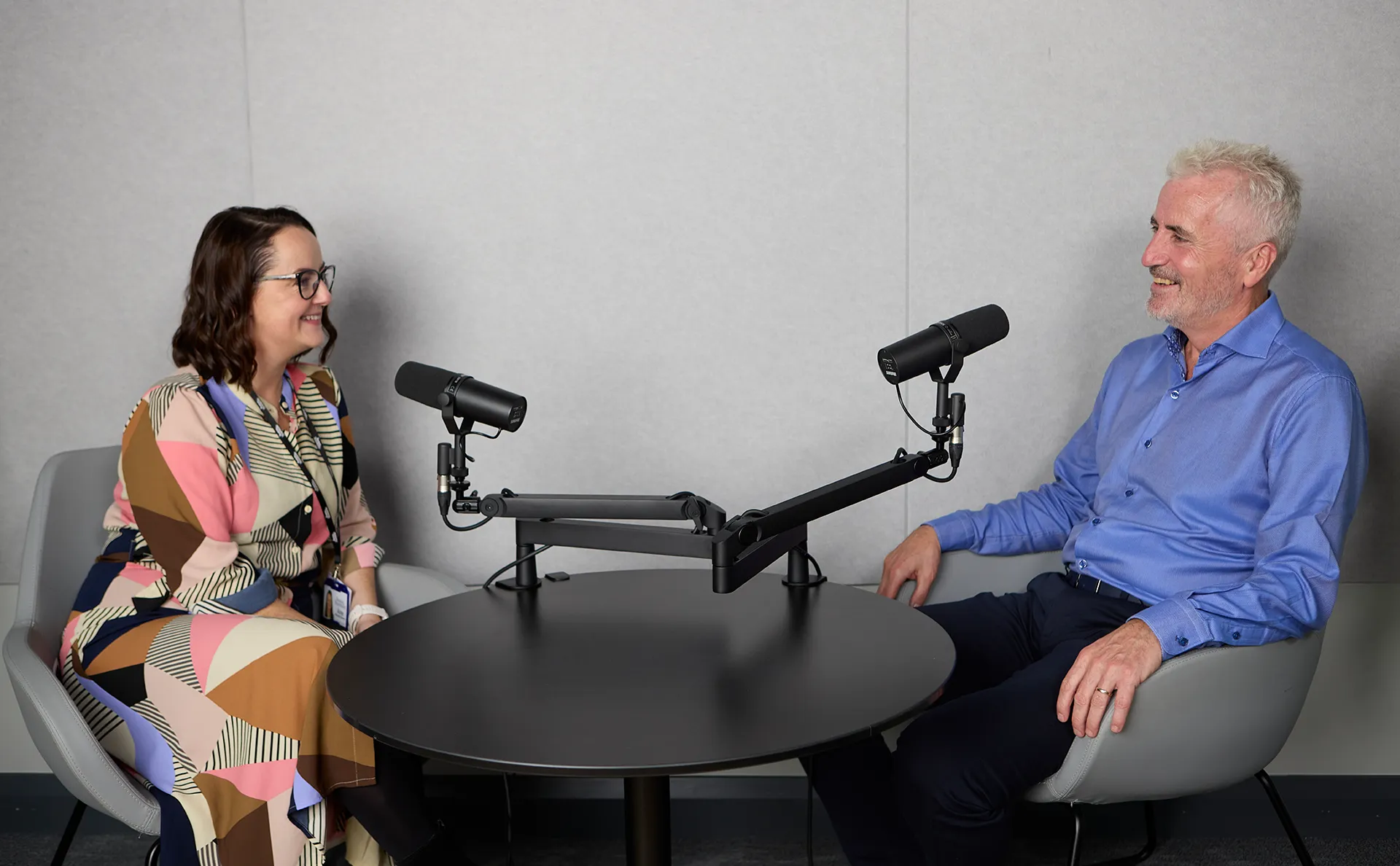 senior leaders talk across a table with microphones while being recorded, they share what they learned about curiosity, self-belief and career growth. Verver built a podcast-style video series for the business to share expertise