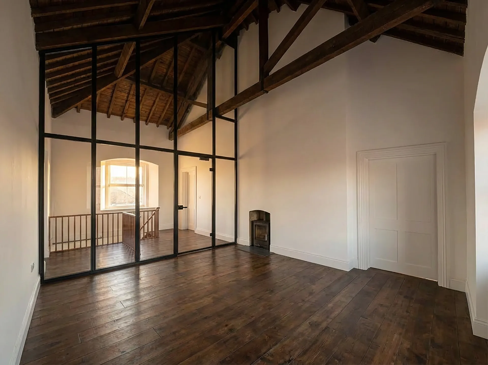 A empty room space on the top floor of a Georgian building in the west of Ireland. Ready for a future state visualisation by Verver.